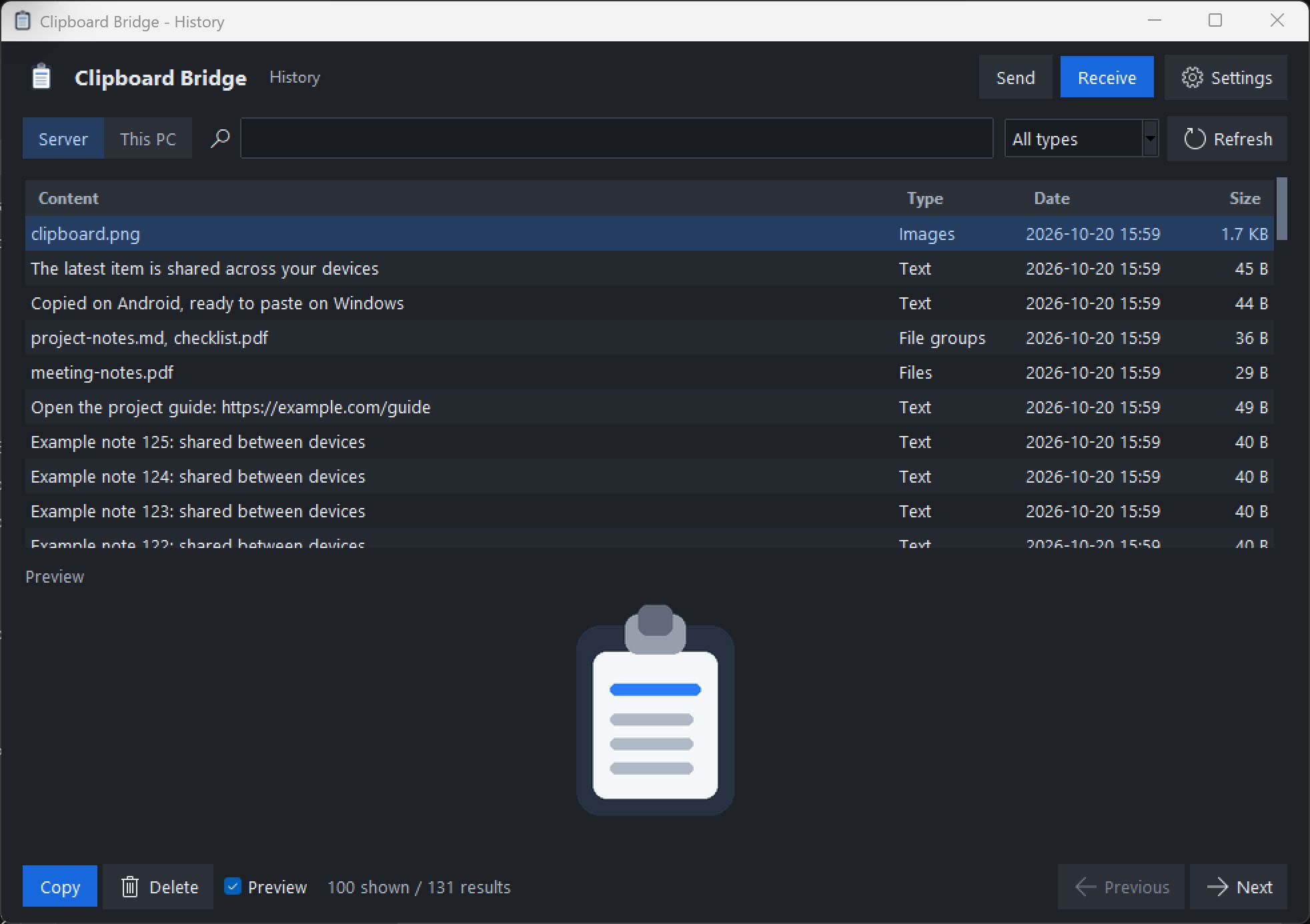 Clipboard Bridge - share text, photos and files between Windows, iPhone and Android